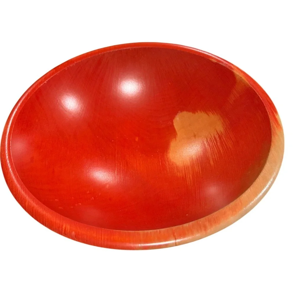 The Bowl Mill Granville Vermont Red Wooden Serving Decorative Bowl 10.5 Inch